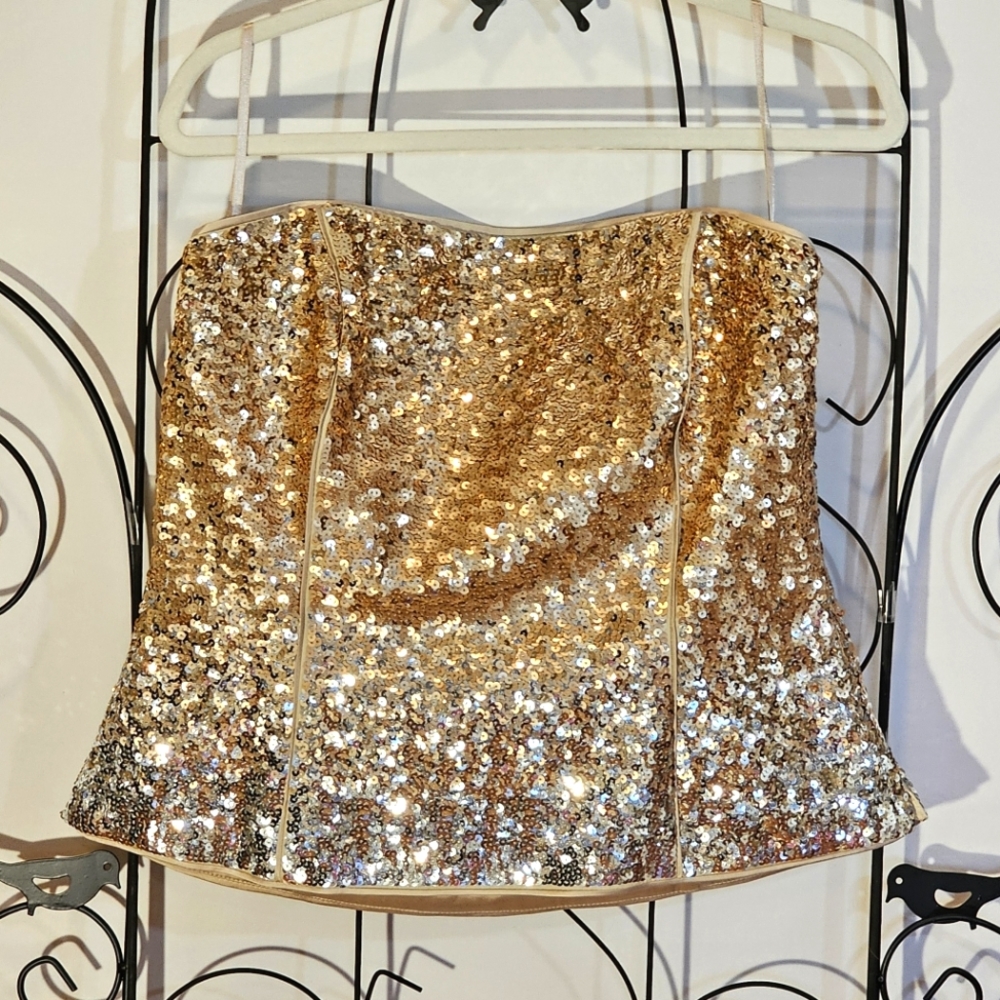 Gold and Silver Sequined Sleevless Top
